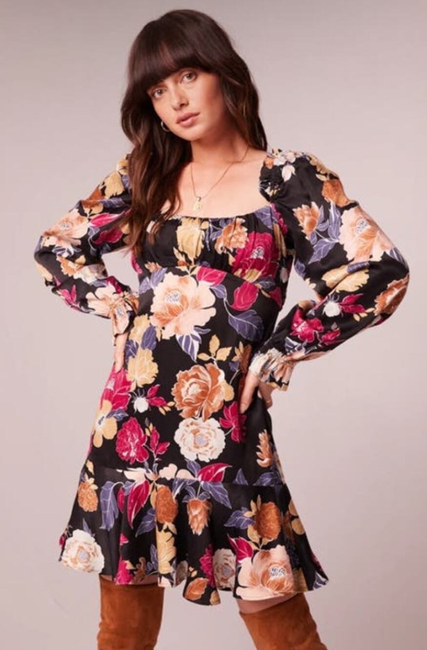 Band of the Free Black Floral Print Mini Dress - S